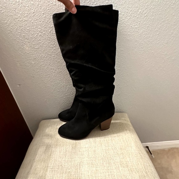 Merona By Target Women's Black Slouchy Block Heel Knee High Boots Size 9.5 - Picture 3 of 9